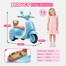 Blue 12V Electric Scooter for Kids 3-6 Years with Backrest and Bluetooth Music