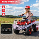 Red 12V Kids ATV Quad with Dual Speeds, Spring Suspension, LED Lights, and Music