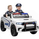 12V Dodge Police Car Ride-On for Kids Ages 3-6, White, 2-Seater
