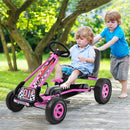 Honeyjoy Pink Pedal Go Kart for Kids with Adjustable Seat and Four Wheels