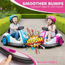 Qaba Pink Electric Bumper Car for Kids with Large Wheels