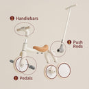 Kidpop KPA3007E Versatile 4-in-1 Tricycle with Push Handle for Toddlers Aged 1-4 in White
