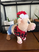Gemmy Christmas Dancing Pig Plush Toy with Santa Hat - "Pretty Girls Walk" Song