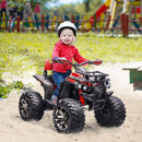 12V Electric ATV Quad for Kids with LED Lights and Wide Wheels in Red