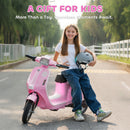 Pink 24V Electric Motorcycle for Kids with 3 Speeds, Rear Suspension, and LED Lights