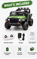 Hikiddo JC222 Green 24V Electric Dump Truck for Kids - 2-Seater with Remote Control