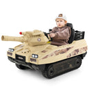 Kids' Ride-On Tank with Rubber Tracks, Rotating Turret, and Functional Cannon