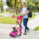 Mercedes-Benz Licensed 3-in-1 Pink Ride-On Push Car with Canopy