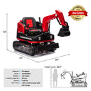 Dual Function 12V 360° Red Kids Ride-On Excavator with Remote Control