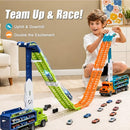 Orange 33" Foldable 2-Layer Race Track with 6 Metal Cars
