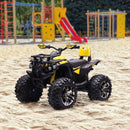 12V Rechargeable Yellow Kids ATV Ride-On Car with Music and Realistic Wheels