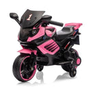 Pink Electric Ride-On Motorcycle for Kids with Training Wheels