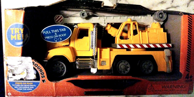 Micro Series Yellow Crane Construction Truck with Lights and Sounds