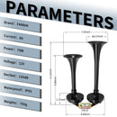12V Electric Dual Train Horns with Bracket for Trucks and SUVs - Black