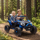Blue 24V Dual Seat Ride-On Truck for Older Kids with Remote Control