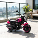 Pink 6V Electric Motorcycle for Kids with Training Wheels