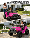 OROFULL 12V Pink Electric Ride-On Car with Remote Control and Music for Toddlers