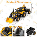 Multi-Function Ride-On Tractor, Excavator, Bulldozer with Trailer and Shovel Bucket for Kids