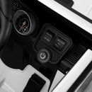 White 12V Electric Ride-On Car for Kids with 3 Speeds, Music, LED Lights, MP3, and Remote Control