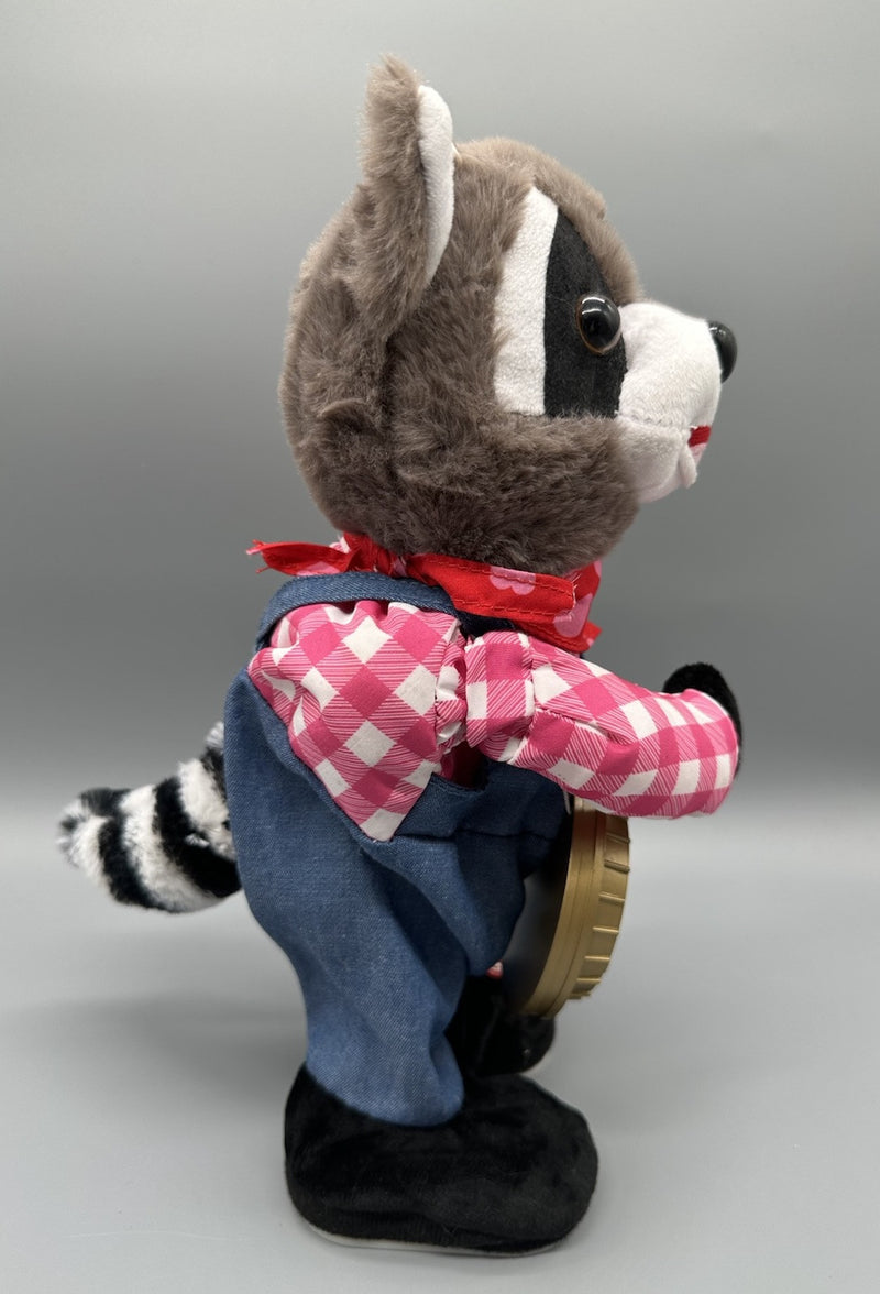 Animated Deluxe Raccoon Playing Banjo Singing and Dancing Valentine's Day Decoration