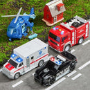 JOYIN Rescue Vehicle Playset - Fire Truck, Ambulance, Police Car, Helicopter