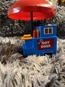 Illuminated Hot Dog Cart Playset with Red Umbrella for Kids Ages 4-7