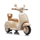 Beige 12V Electric Scooter for Kids 3-6 with Backrest and Bluetooth Music