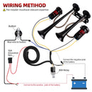 12V Dual Trumpet Metal Train Horn Kit for Trucks with Dual Air Compressors