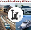 High-Performance 12V 600DB Dual Electric Black Train Horns for Trucks and SUVs