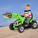 12V Battery Operated Green Ride-On Excavator Truck with Front Loader Digger