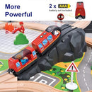 Large Battery-Powered Electric Train Set with Magnetic Locomotive for Wooden Tracks