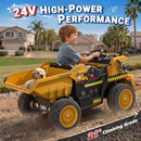 24V Electric Dump Truck with Remote Control and Durable EVA Tires - Yellow