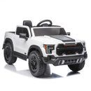 White 12V Remote-Controlled Ride-On Car with 4-Wheel Shock Absorption for Kids Aged 3-6