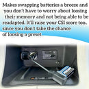 12V Automotive Battery Memory Preserver for On-Board Data