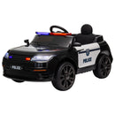 12V Black Ride-On Police Car for Kids with Remote Control, Siren, Lights, and Suspension