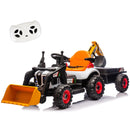 24V Kids Electric Tractor with Parent Remote Control, Excavator and Dump Wagon