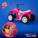 Barbie 6V ATV Quad Ride-On Toy for Kids with Rechargeable Battery