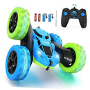 360° Rotating Remote Control Car for Kids in Blue and Green with Headlights