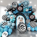 Race Car Balloon Arch Set - 175 Pieces of Assorted Balloons, Tire Flags, and Checkered Patterns