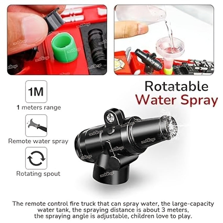 4 Toys RC Fire Truck with Mist Spray 2.4GHz Rescue Toy for Kids Red