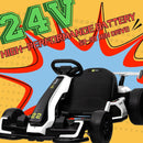 24V Electric Drift Go-Kart with 300W Motor and 4 Speed Settings for Kids - White