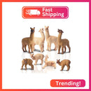 8-Pack Realistic Alpaca and Llama Figurines - Forest and Jungle Theme