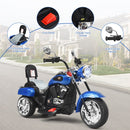 Blue 3-Wheel Chopper Motorcycle Trike for Kids with Headlight and Horn