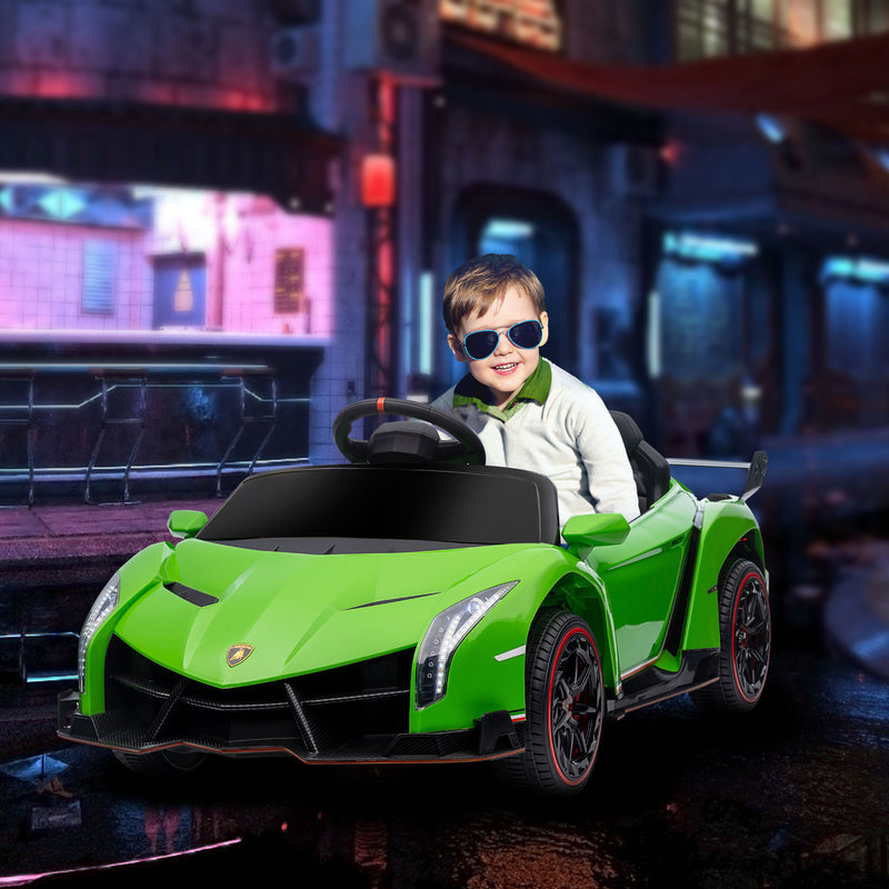 Licensed Lamborghini Veneno Kids Ride-On Car with Bluetooth Green