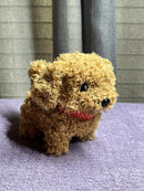 Small Brown Plush Animated Dog Toy - Battery-Operated Walking and Barking