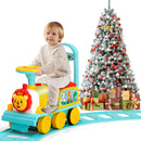 Blue 6V Electric Train for Kids with 16 Curved Tracks and 6 Stable Wheels