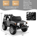 Black 12V Battery Operated Two-Seater Ride-On Car with 3-Point Seat Belts and Doors