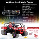 12V Red Electric Dump Truck with Remote Control and Shovel for Two Riders