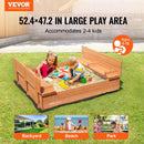 Wooden Sand Pit with Foldable Bench - 52.4 x 47.2 x 16.9 in