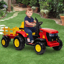 12V Electric Ride-On Tractor with Trailer for Kids - Remote Controlled 6-Wheel Vehicle
